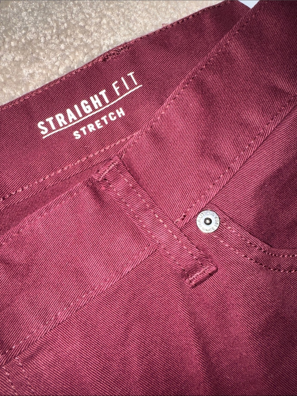 Nautica Men's Straight Fit Chinos in Burgundy - Picture 5 of 8
